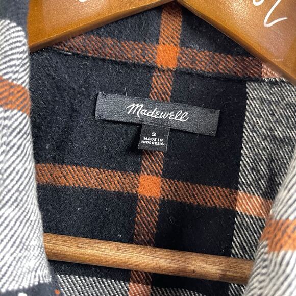 The Perfect Flannel By Madewell Black Orange Small 100% Cotton - Picture 3 of 9